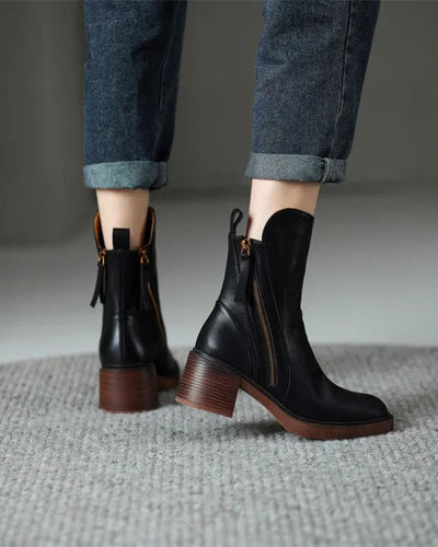 Isabella™ | Leather Ankle Boots - By Mezory-London