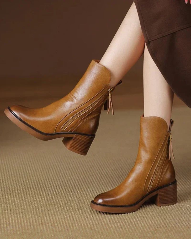 Isabella™ | Leather Ankle Boots - By Mezory-London