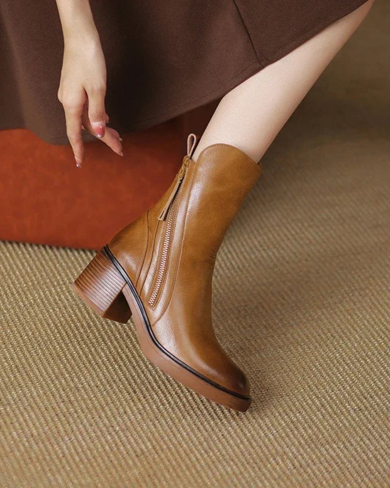 Isabella™ | Leather Ankle Boots - By Mezory-London