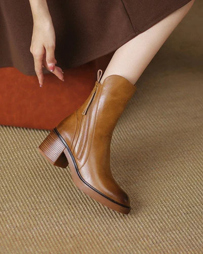 Isabella™ | Leather Ankle Boots - By Mezory-London