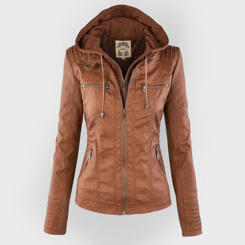 Avery™ | Hooded Leather Jacket - By Mezory-London