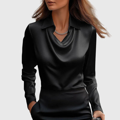 Sylvie™ | Satin Elegance Pleated Blouse