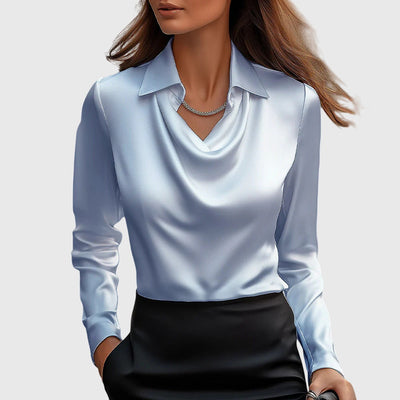 Sylvie™ | Satin Elegance Pleated Blouse