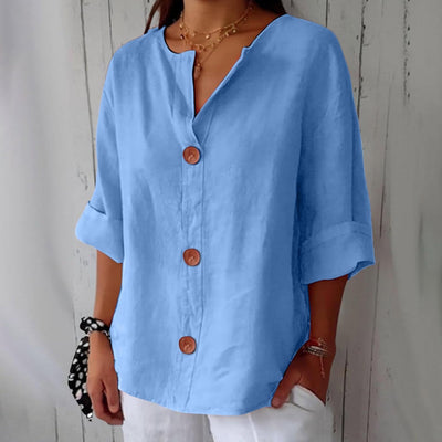 Leah™ | Classic Linen Button Blouse