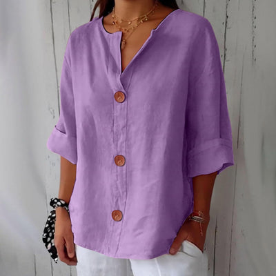 Leah™ | Classic Linen Button Blouse