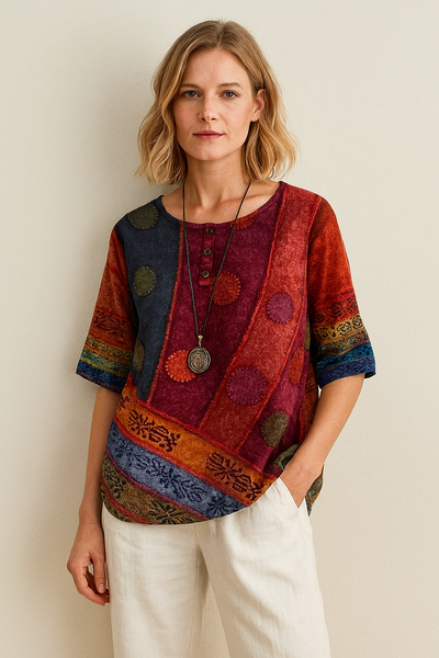 Clara™ | Mae – Elegant Soft Print Tee