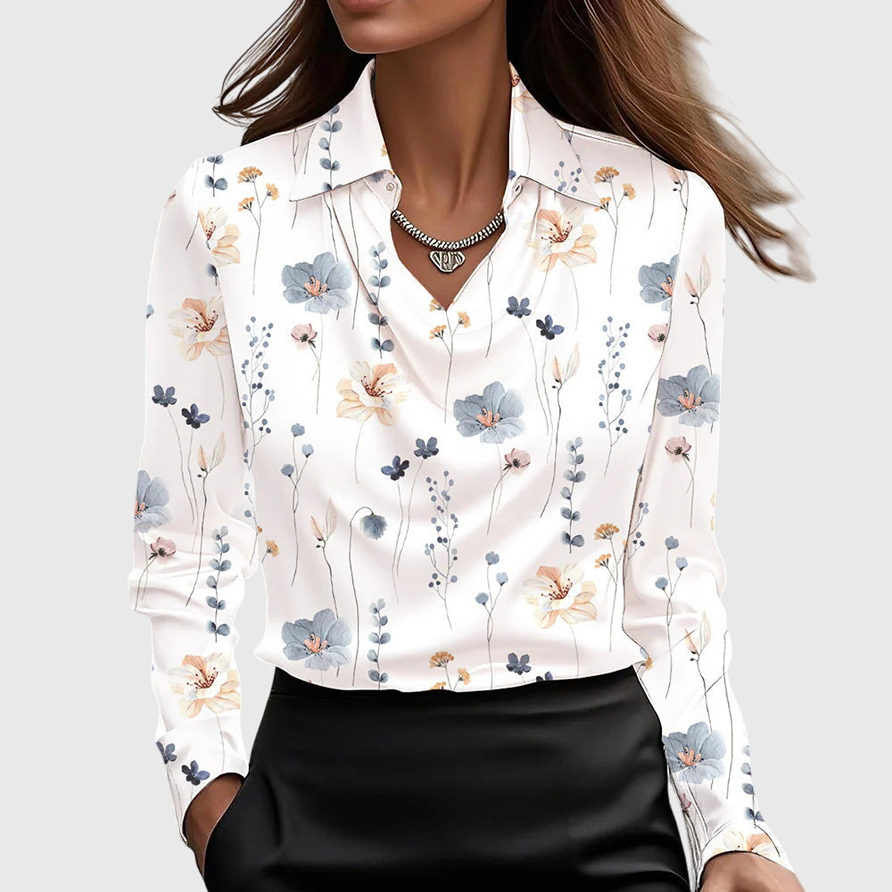 Sylvie™ | Satin Elegance Pleated Blouse