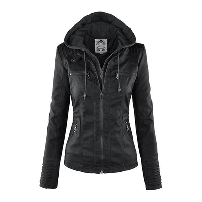 Avery™ | Hooded Leather Jacket - By Mezory-London