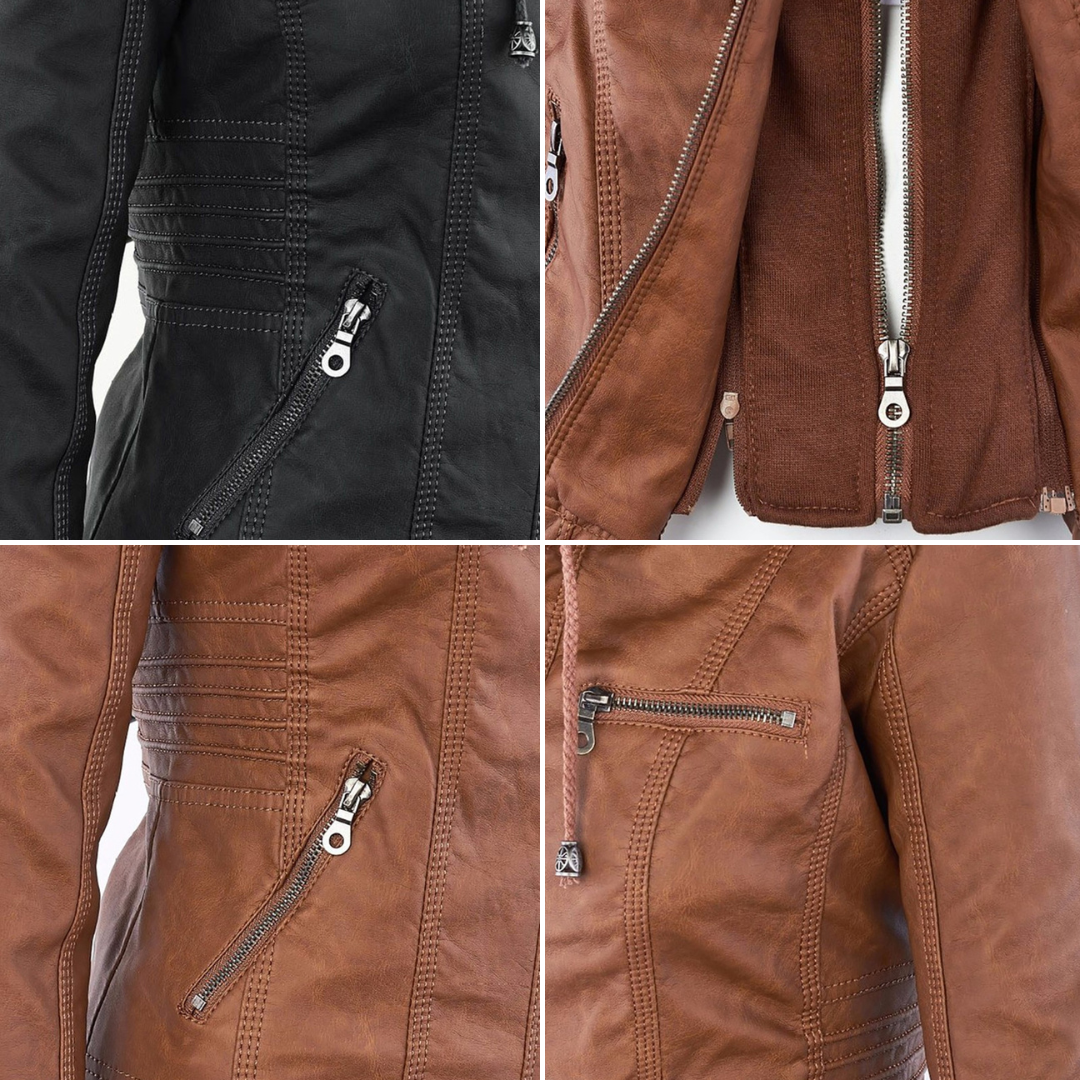 Avery™ | Hooded Leather Jacket - By Mezory-London