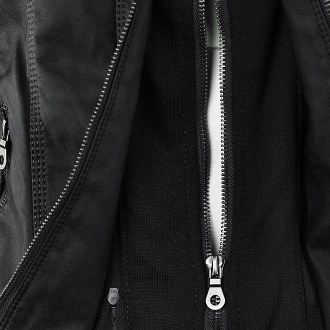 Avery™ | Hooded Leather Jacket - By Mezory-London