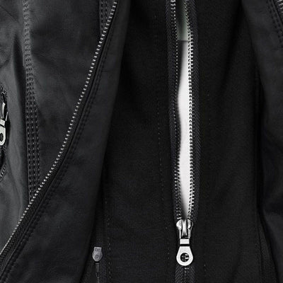 Avery™ | Hooded Leather Jacket - By Mezory-London