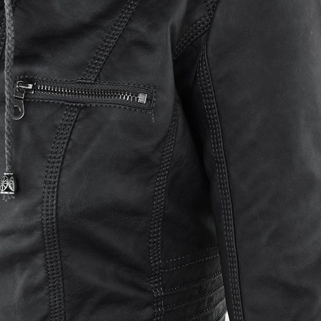 Avery™ | Hooded Leather Jacket - By Mezory-London
