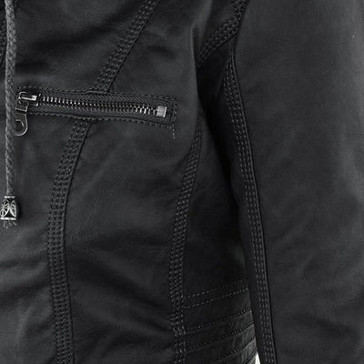 Avery™ | Hooded Leather Jacket - By Mezory-London