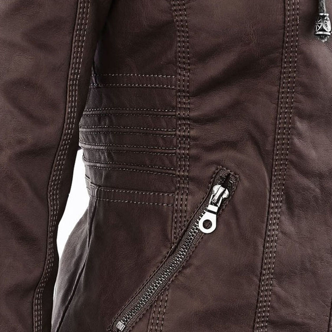 Avery™ | Hooded Leather Jacket - By Mezory-London