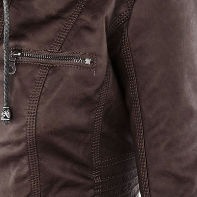 Avery™ | Hooded Leather Jacket - By Mezory-London