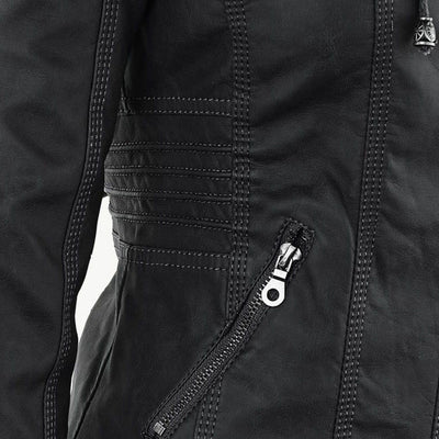 Avery™ | Hooded Leather Jacket - By Mezory-London