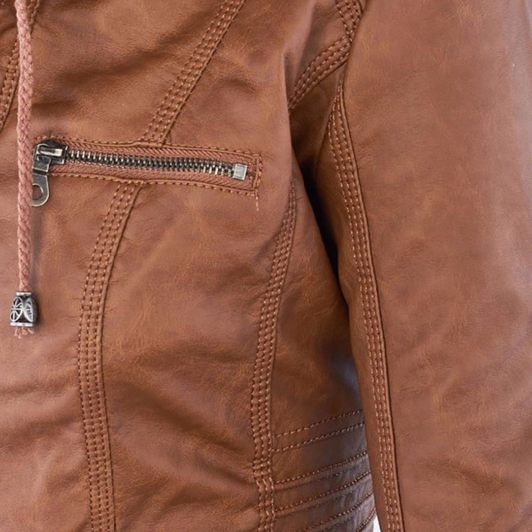 Avery™ | Hooded Leather Jacket - By Mezory-London