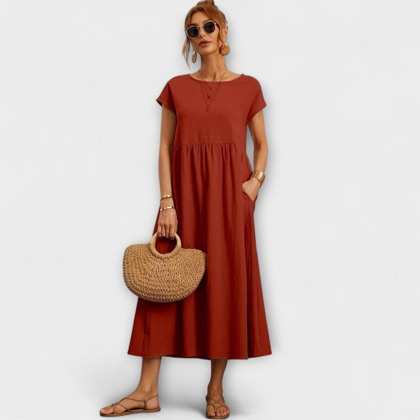 Nora™ Airy Summer Dress – Cotton & Linen