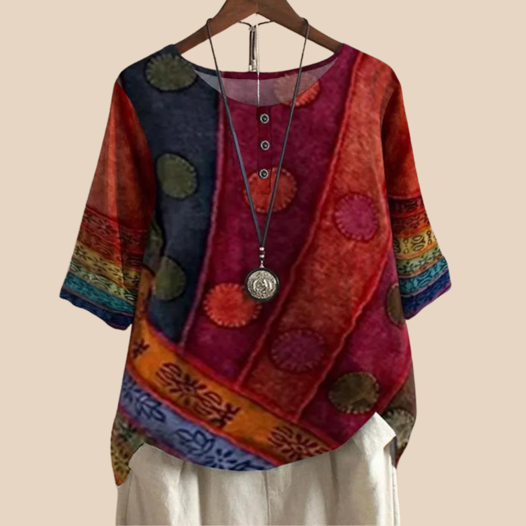 Clara™ | Mae – Elegant Soft Print Tee