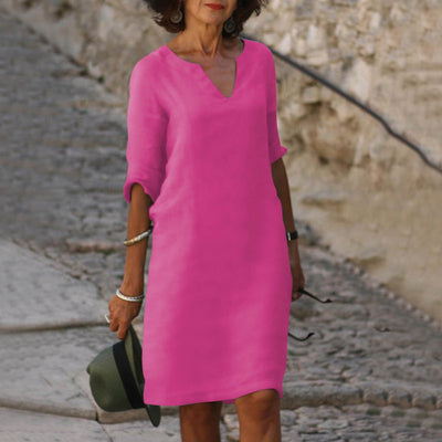 Amara™ | Linen V-Neck Dress