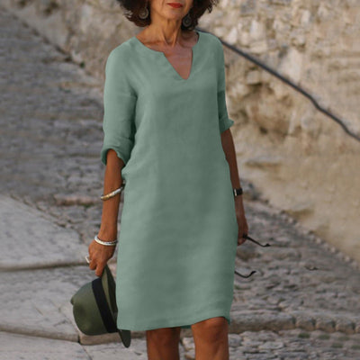 Amara™ | Linen V-Neck Dress
