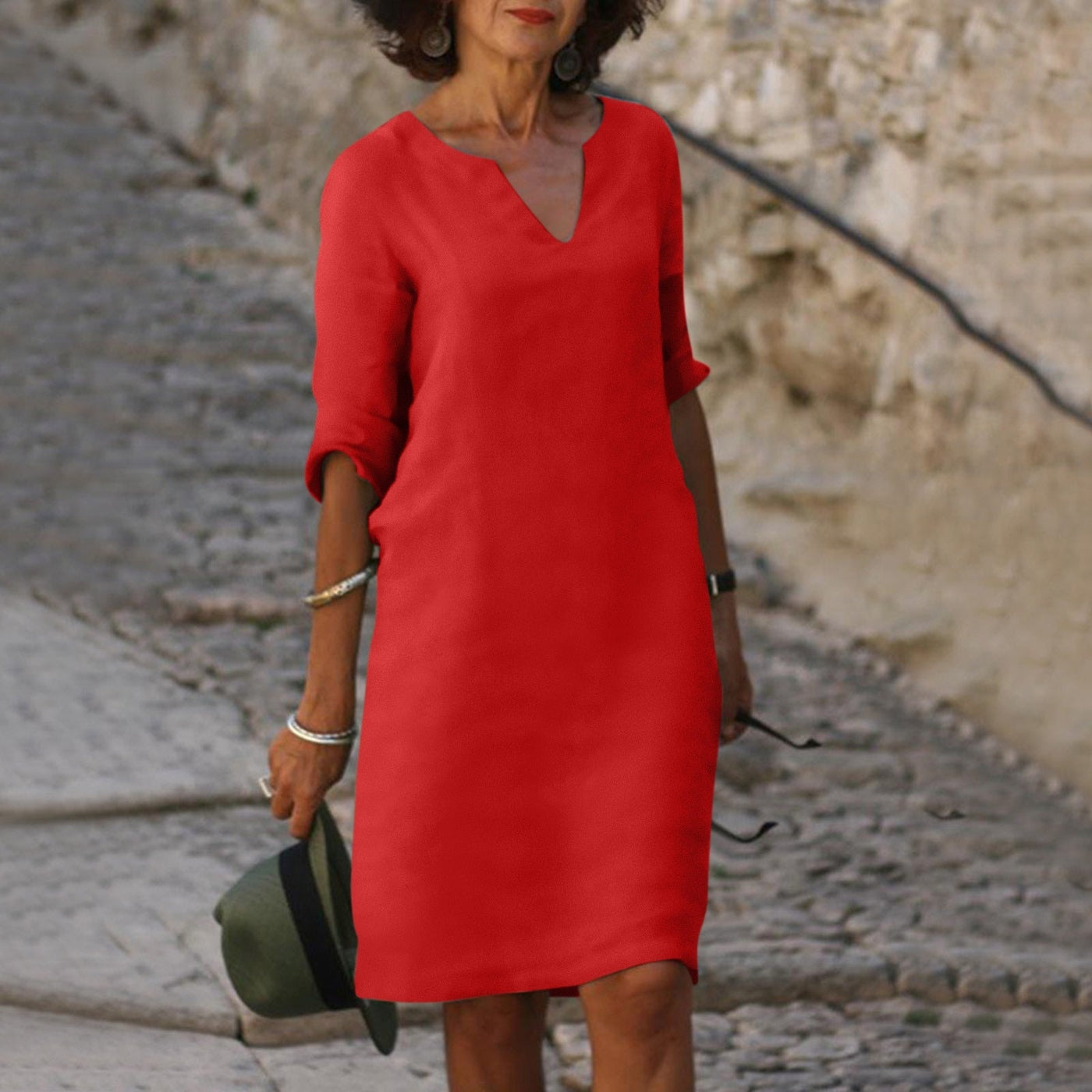 Amara™ | Linen V-Neck Dress