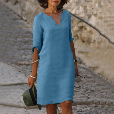 Amara™ | Linen V-Neck Dress