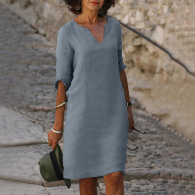 Amara™ | Linen V-Neck Dress