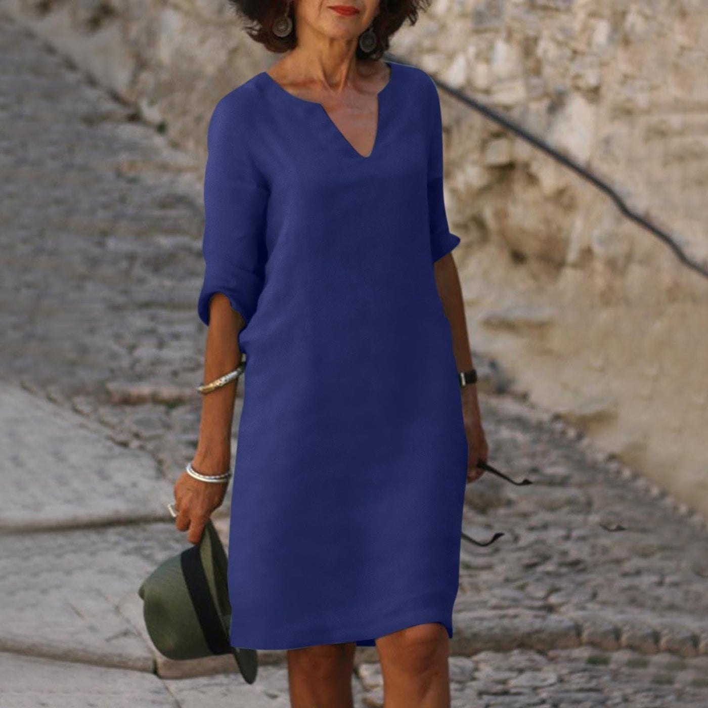 Amara™ | Linen V-Neck Dress