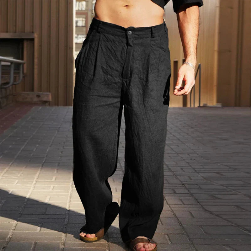 Malik – Breezy Wide-Leg Linen Trousers