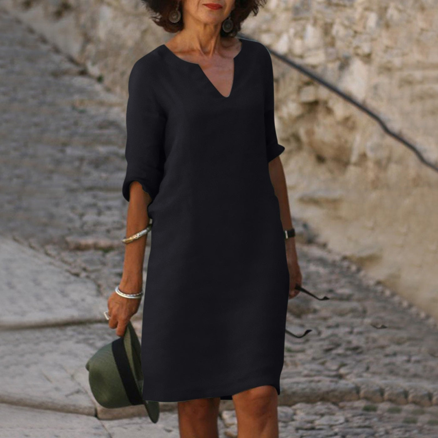 Amara™ | Linen V-Neck Dress