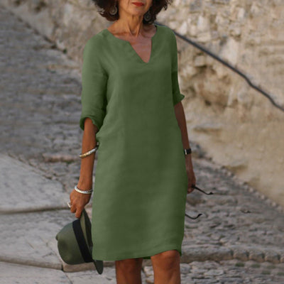 Amara™ | Linen V-Neck Dress