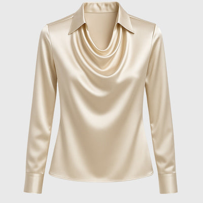 Sylvie™ | Satin Elegance Pleated Blouse
