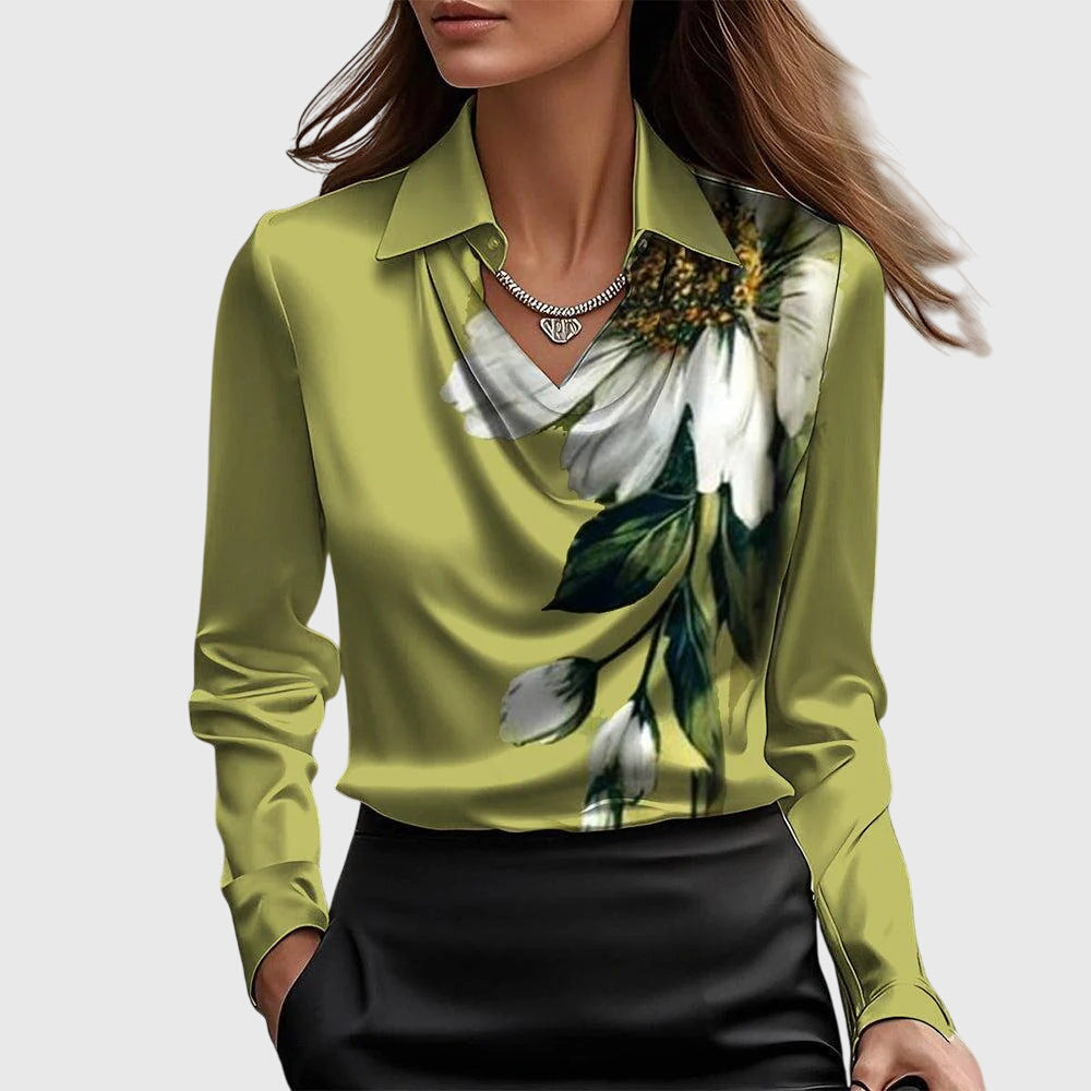 Sylvie™ | Satin Elegance Pleated Blouse